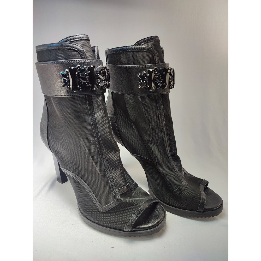 Karl Lagerfeld Paris Blayze Black Mesh Jeweled Heel Bootie Womens Size 10